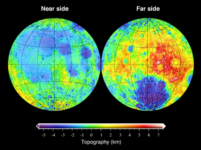 Topographical map of the moon