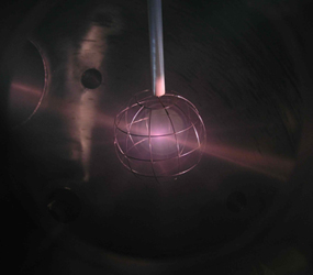 Helium beam discharging into IEC