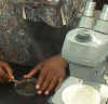 A student testing water back at Mainland High School