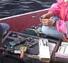 Mrs. Chapman testing the water at Rose Bay